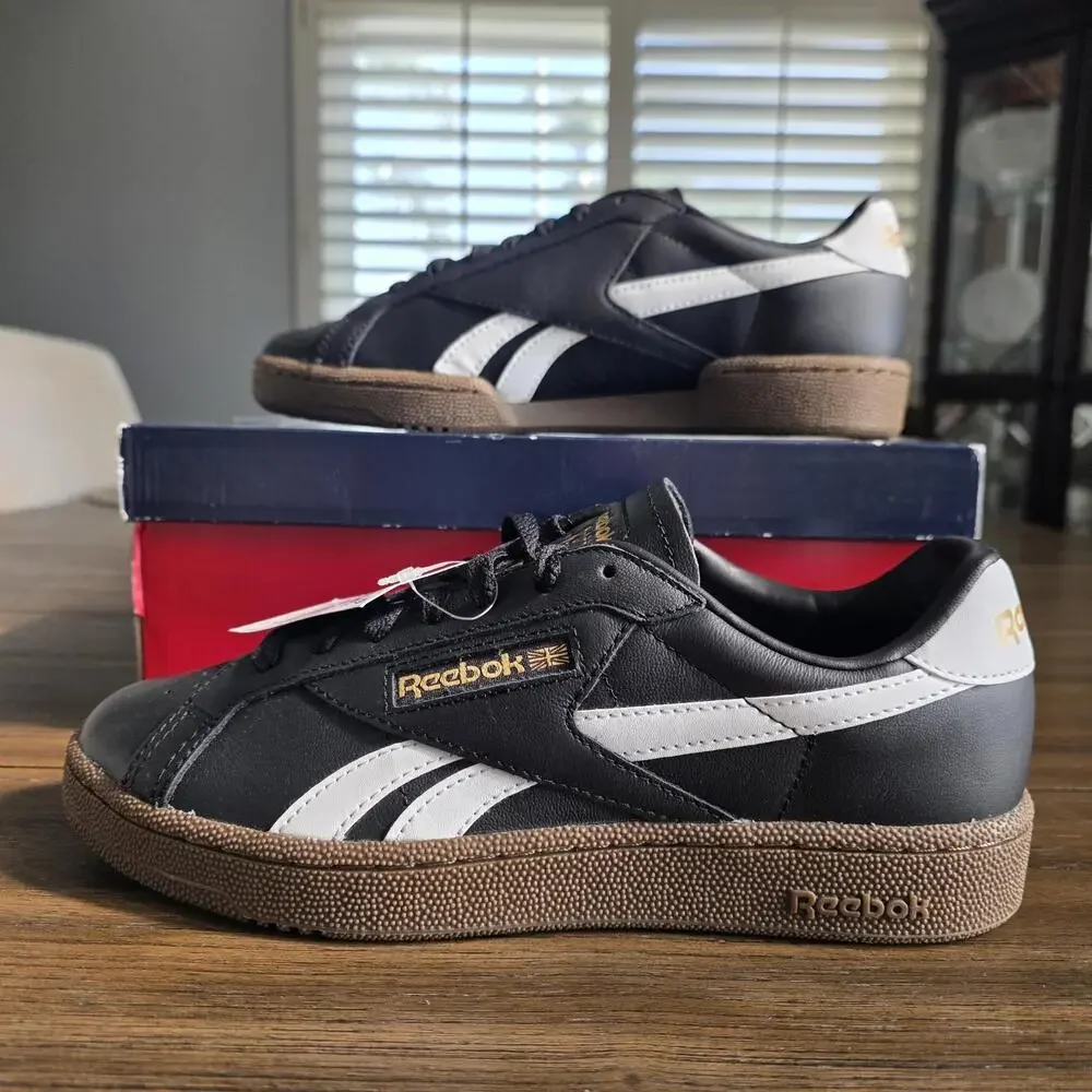 Reebok Club C Grounds UK Black/White 100202327 Men's Size 8 NIB